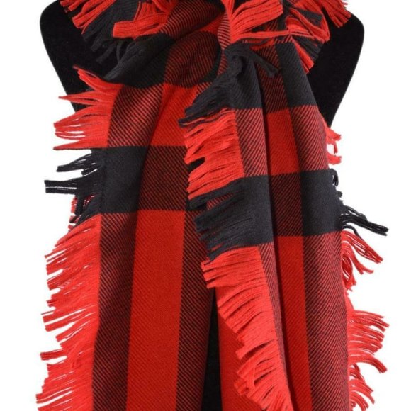 NWT BURBERRY HALF MEGA CHECK WOOL FRINGE SCARF - Picture 6 of 9